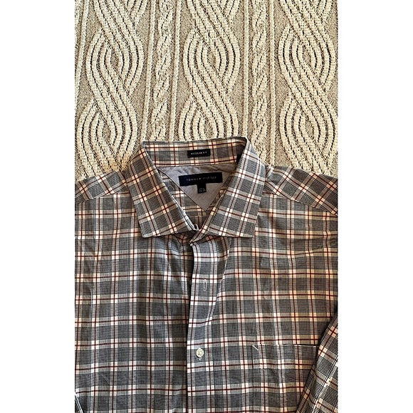 Black White And Red Button Down Shirt 17.5 34-35 - Picture 5 of 6